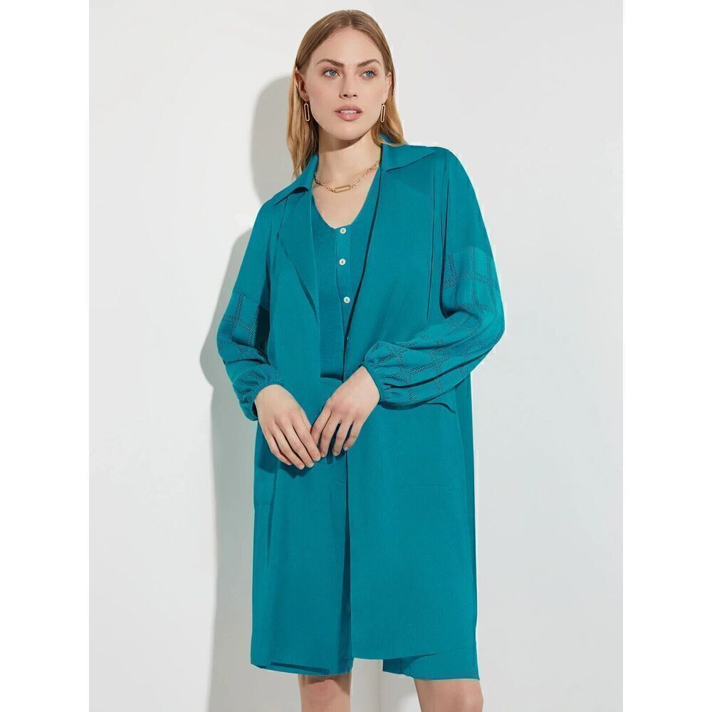 New Misook Accent Sleeve Relaxed Fit Jacket in French Blue Size Medium